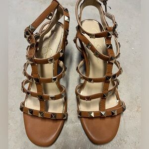 Studded block heel sandals.
